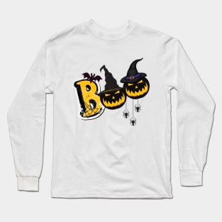 Boo Halloween Scary Pumpkin Long Sleeve T-Shirt